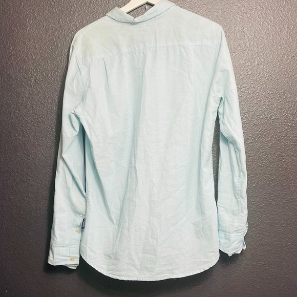 Modern Amusement Men's Light Blue Long Sleeve Shirt Camo Chest Pocket Size Small - Picture 3 of 9